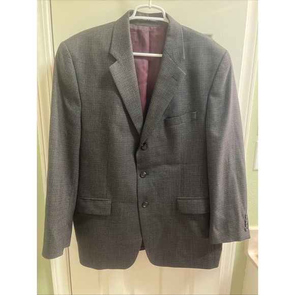 RALPH Ralph Lauren 44R Pure New Wool Button Men's Brown Check Suit Blazer Jacket - Picture 1 of 9